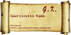 Gavrilovits Kada névjegykártya